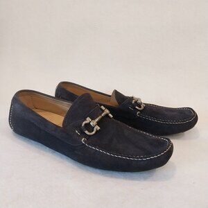Salvatore Ferragamo Mens 13 Navy Blue Suede Parigi Loafers Drivers Shoes Italy.